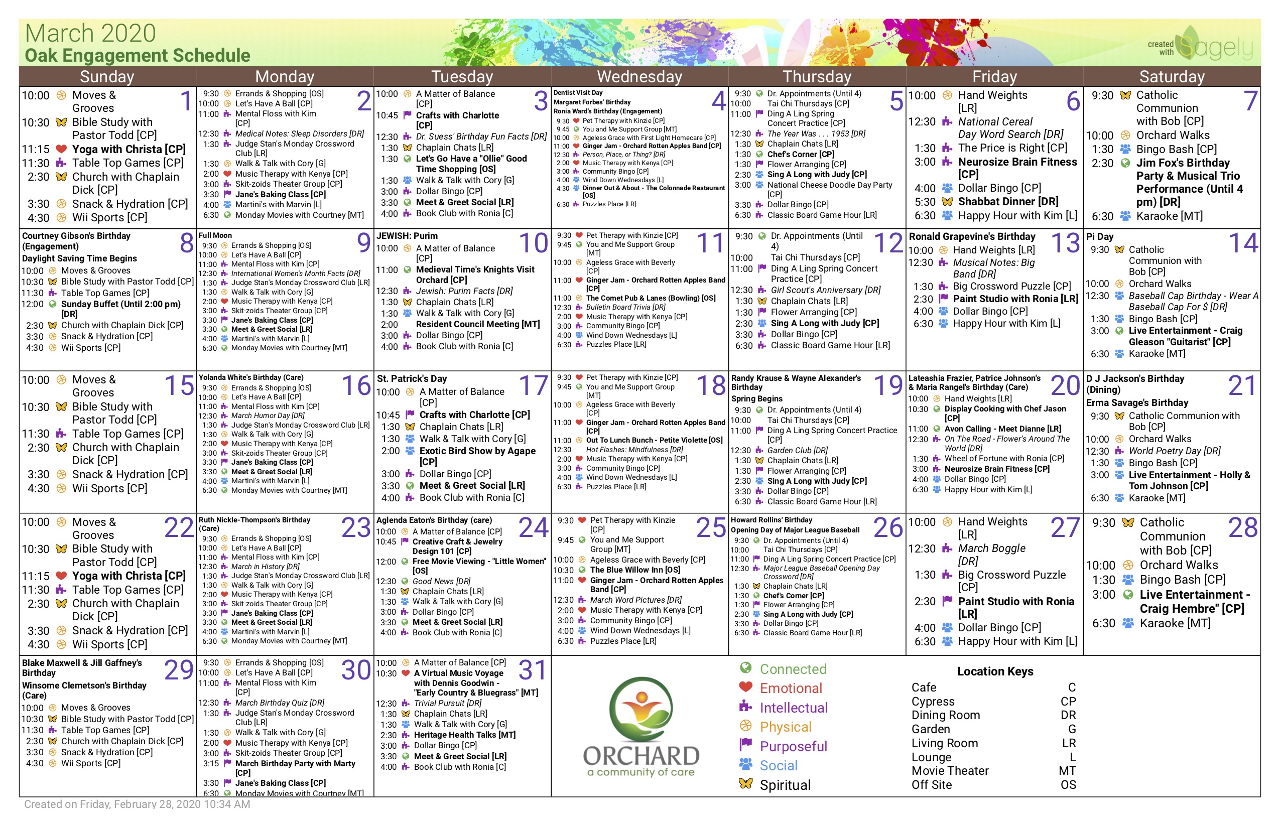 Resident Monthly Calendar Orchard at Athens